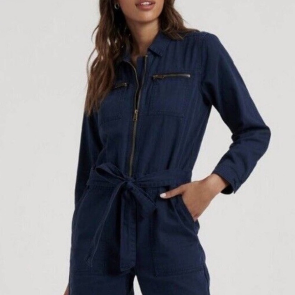 Lucky Brand Navy Utility Twill Jumpsuit Sz xs
